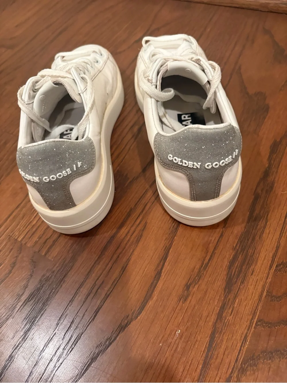 Golden Goose White Sneakers with Silver Heel - Picture 3 of 4